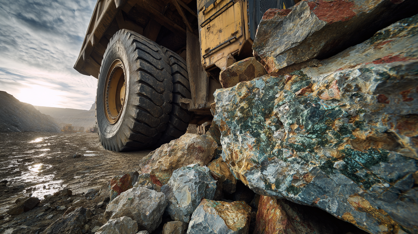 Camion minier en contre-plongée, contexte pour la détection d'usure d'impulseur de pompe à boue