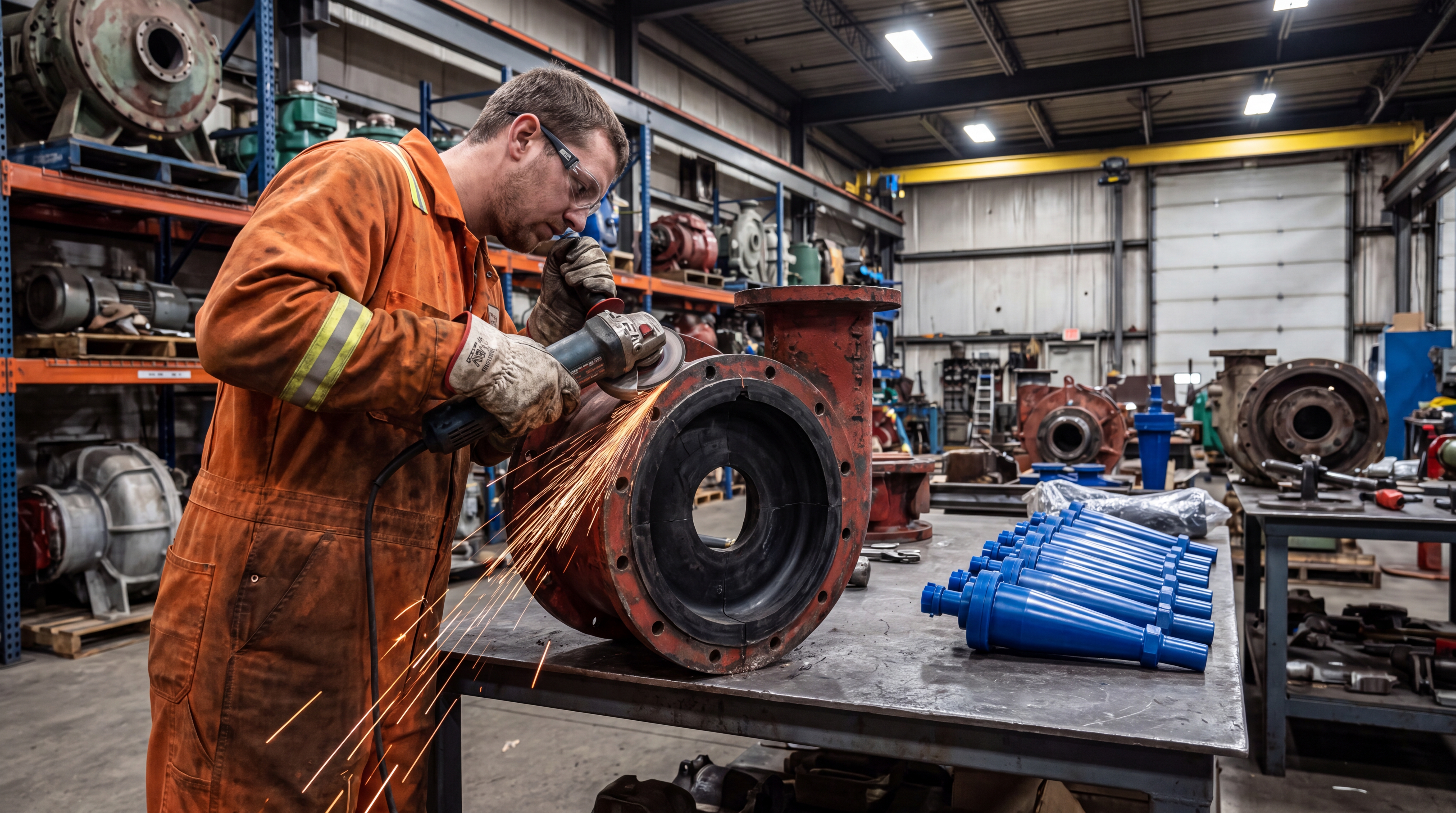 Inspection de liner de pompe à boue en atelier